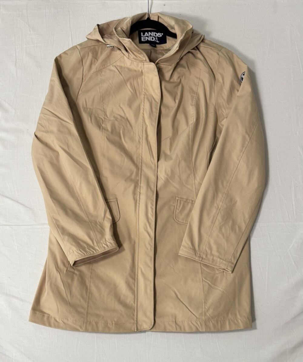 NWT Lands' End - Women’s Hooded Rain Jacket Beige - Size L